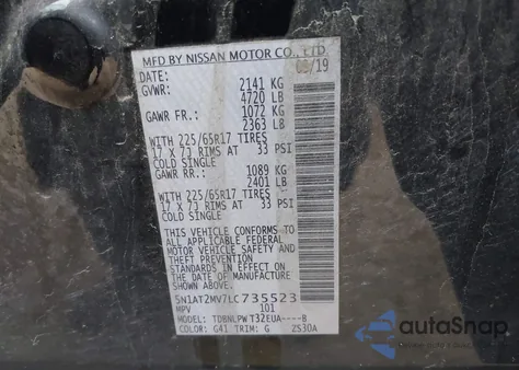 2020 Nissan Rogue S Intelligent Awd из США, поврежденный, VIN 5N1AT2MV7LC735523